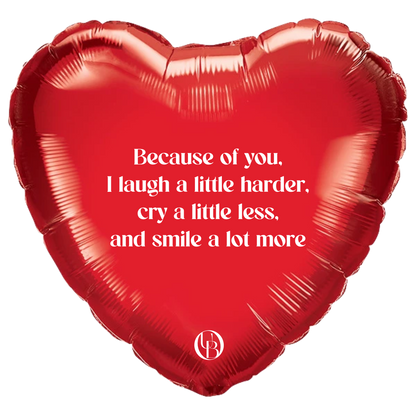 Folieballon vriendschap - 'because of you'