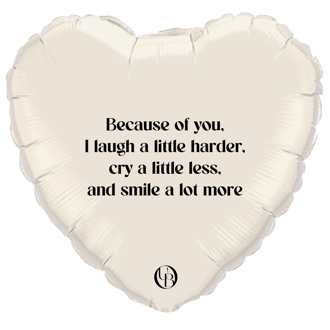 Folieballon vriendschap - 'because of you'