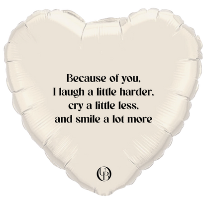 Folieballon vriendschap - 'because of you'
