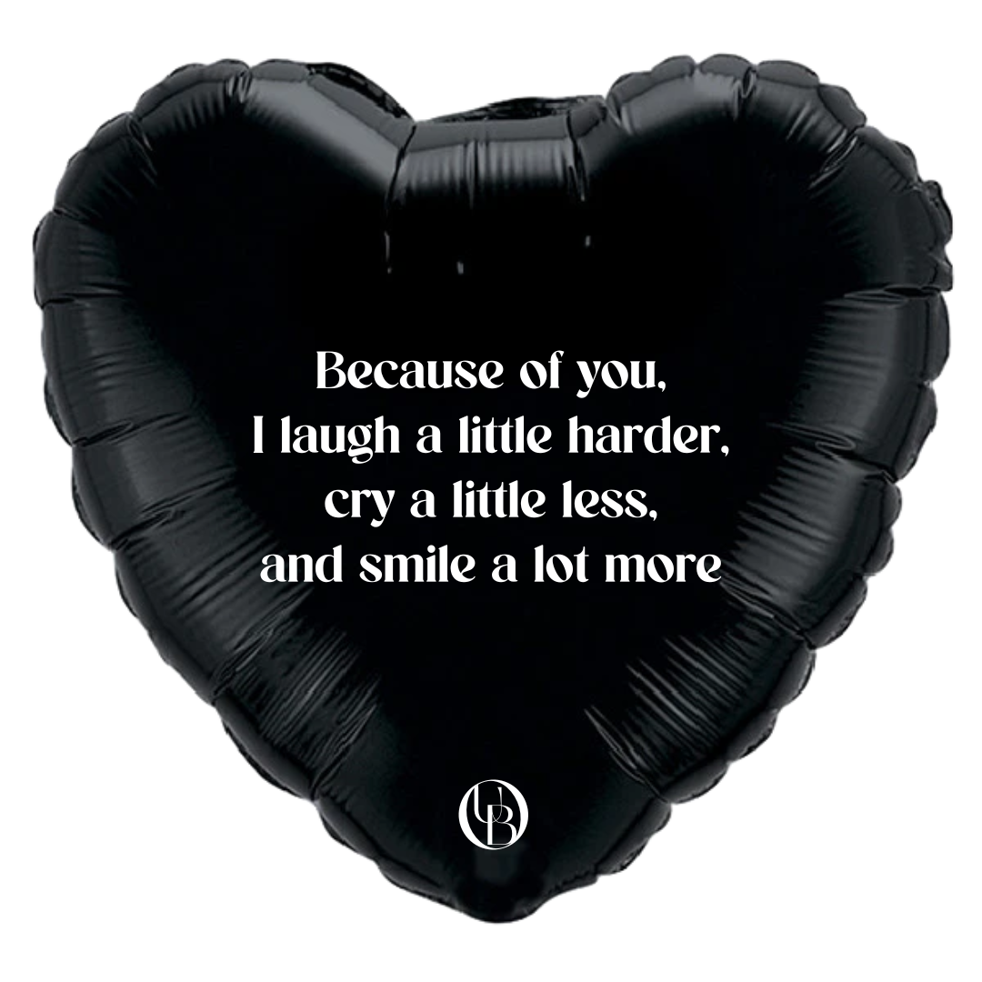 Folieballon vriendschap - 'because of you'