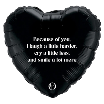 Folieballon vriendschap - 'because of you'