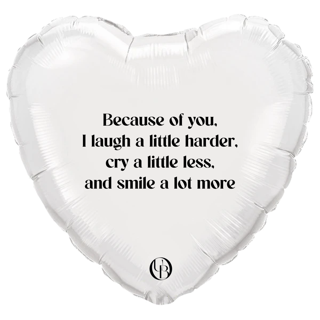 Folieballon vriendschap - 'because of you'