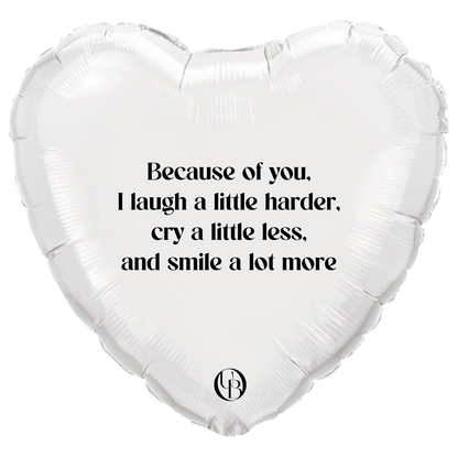 Folieballon vriendschap - 'because of you'