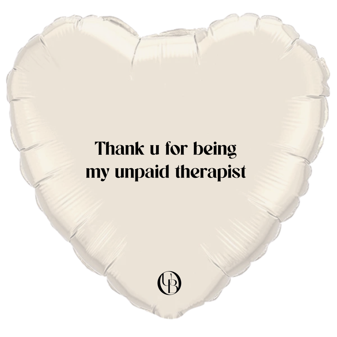 Folieballon vriendschap - 'unpaid therapist'